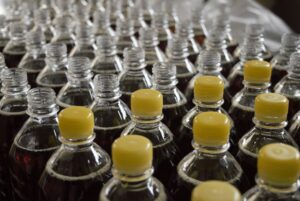 mass production of plastic bottles